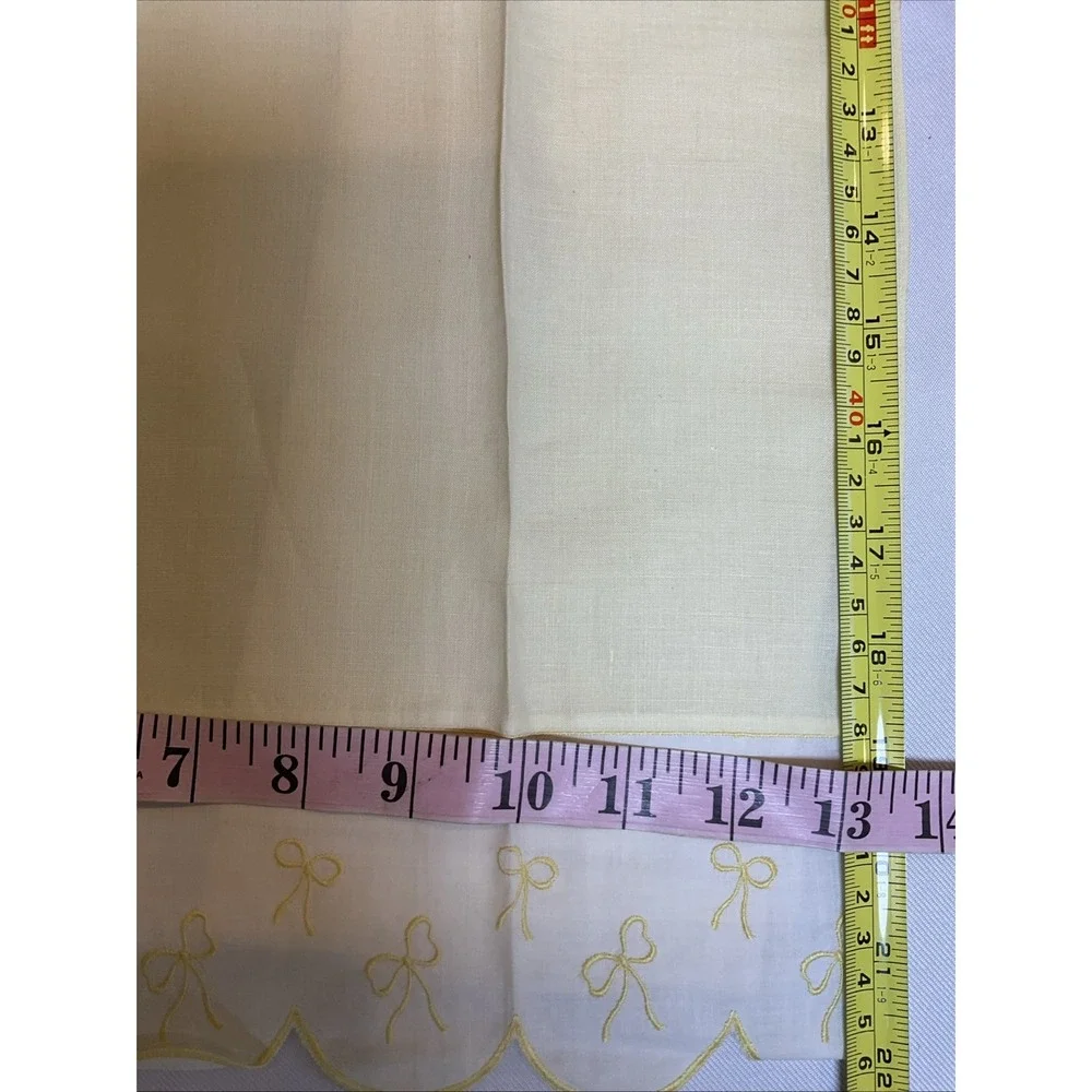 3 Vintage Napkins Hand Towels Yellow Embroidery Bows Flowers Cottagecore